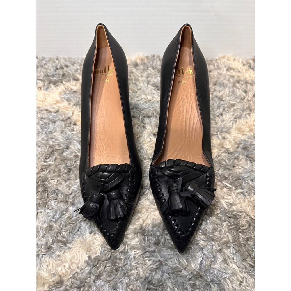 Women's Butter Black Leather Tassel Loafers Size 8B / NWOB